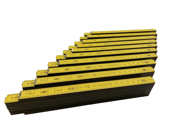 10 x ADGA  Qualitäts Zollstöcke 2m mit Winkelanzeige gelb Zollstock Meterstab Holz Germany